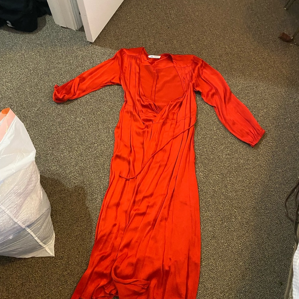 ZARA red wrap maxi dress
